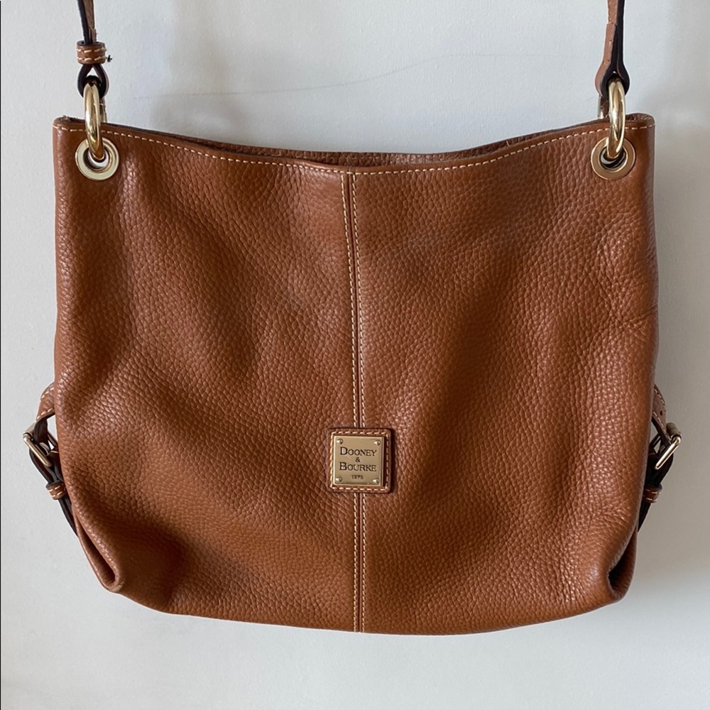Dooney & Bourke Brown Leather Shoulder Bag with Gold Hardware